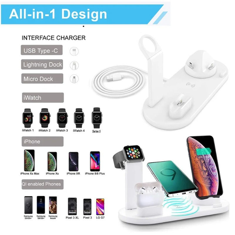 Thumbnail: 7 in 1 30W Wireless Charger Stand Pad For iPhone 15 14 13 Apple Watch