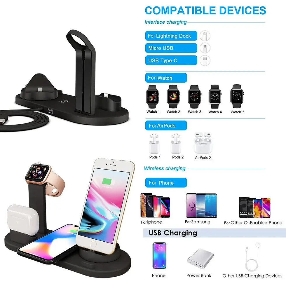 Thumbnail: 7 in 1 30W Wireless Charger Stand Pad For iPhone 15 14 13 Apple Watch