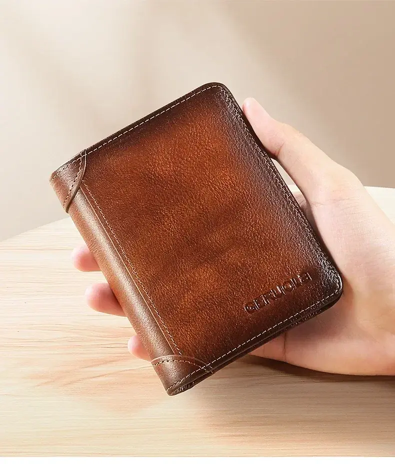Thumbnail: Leather RFID-Blocking Trifold Wallet | Vintage Design