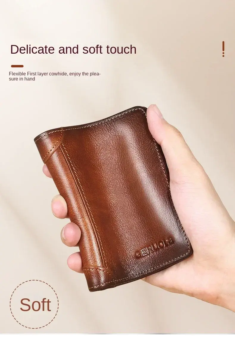 Thumbnail: Leather RFID-Blocking Trifold Wallet | Vintage Design
