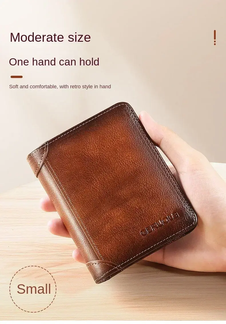 Thumbnail: Leather RFID-Blocking Trifold Wallet | Vintage Design
