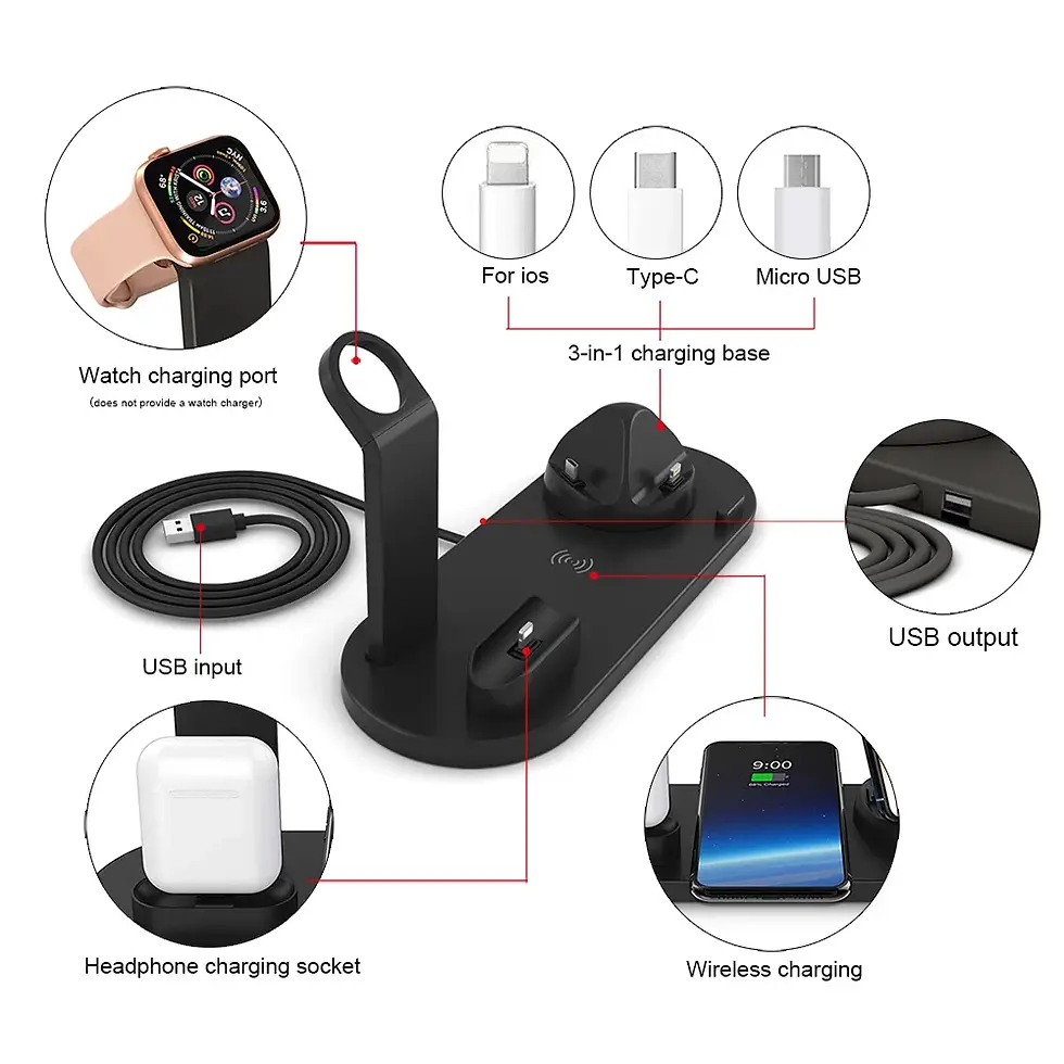 Thumbnail: 7 in 1 30W Wireless Charger Stand Pad For iPhone 15 14 13 Apple Watch