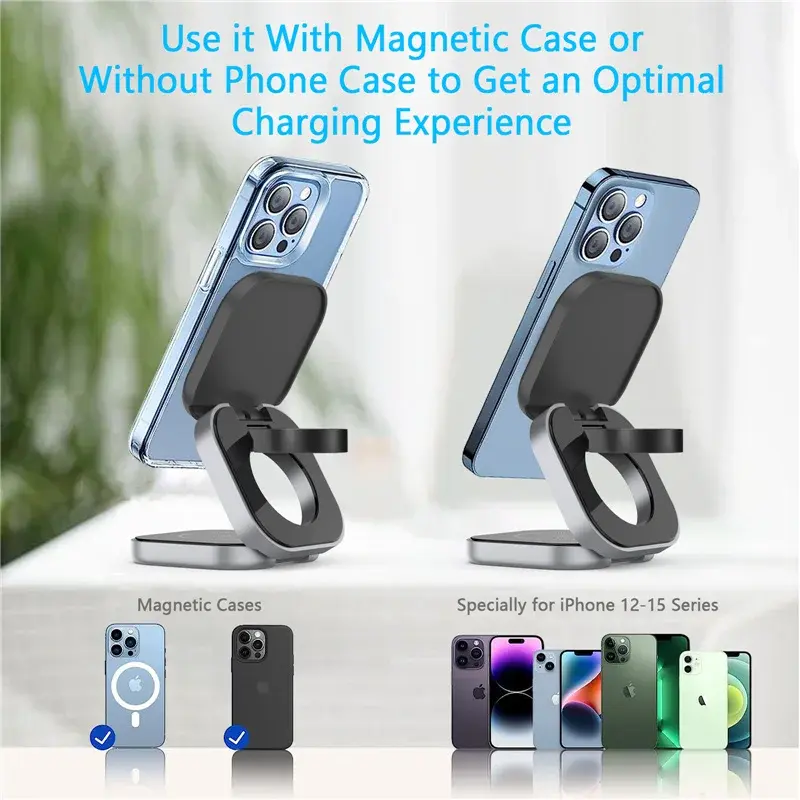 Thumbnail: Foldable 3 In 1 Fast Magnetic Wireless Charger Stand Pad Magnet Wireless Chargin