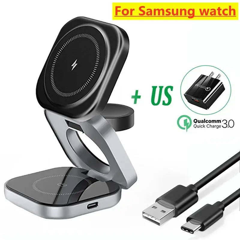Thumbnail: Foldable 3 In 1 Fast Magnetic Wireless Charger Stand Pad Magnet Wireless Chargin