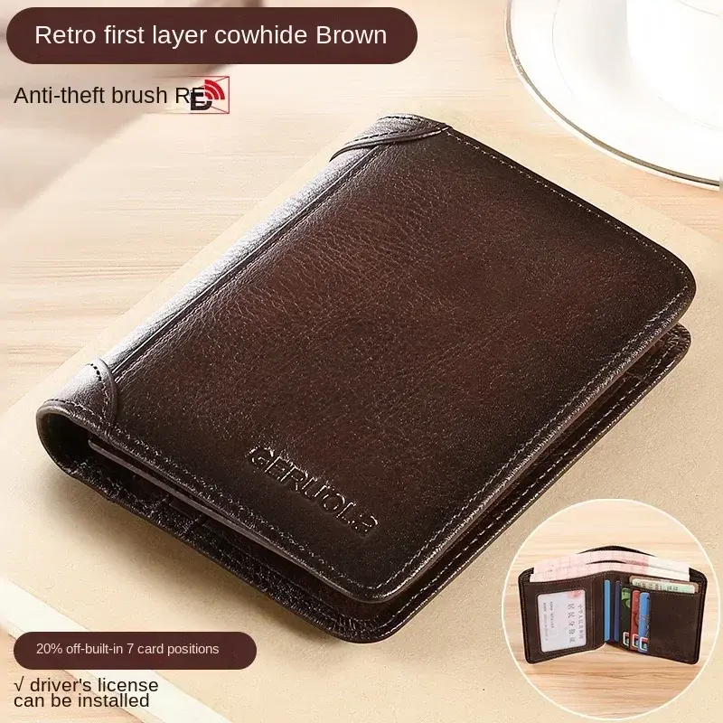 Thumbnail: Leather RFID-Blocking Trifold Wallet | Vintage Design