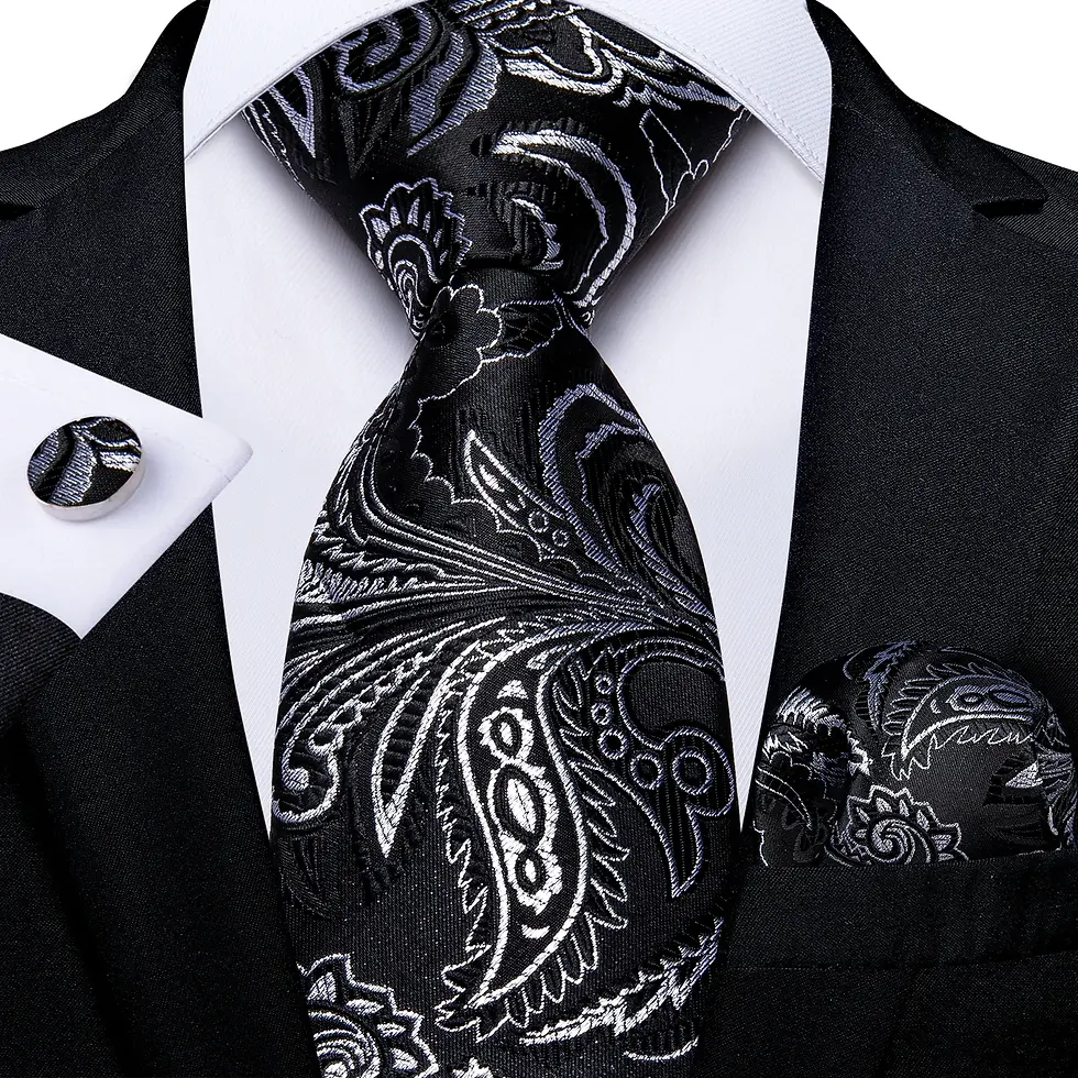 Thumbnail: Men Tie Gold Blue Paisley Wedding Tie for Men