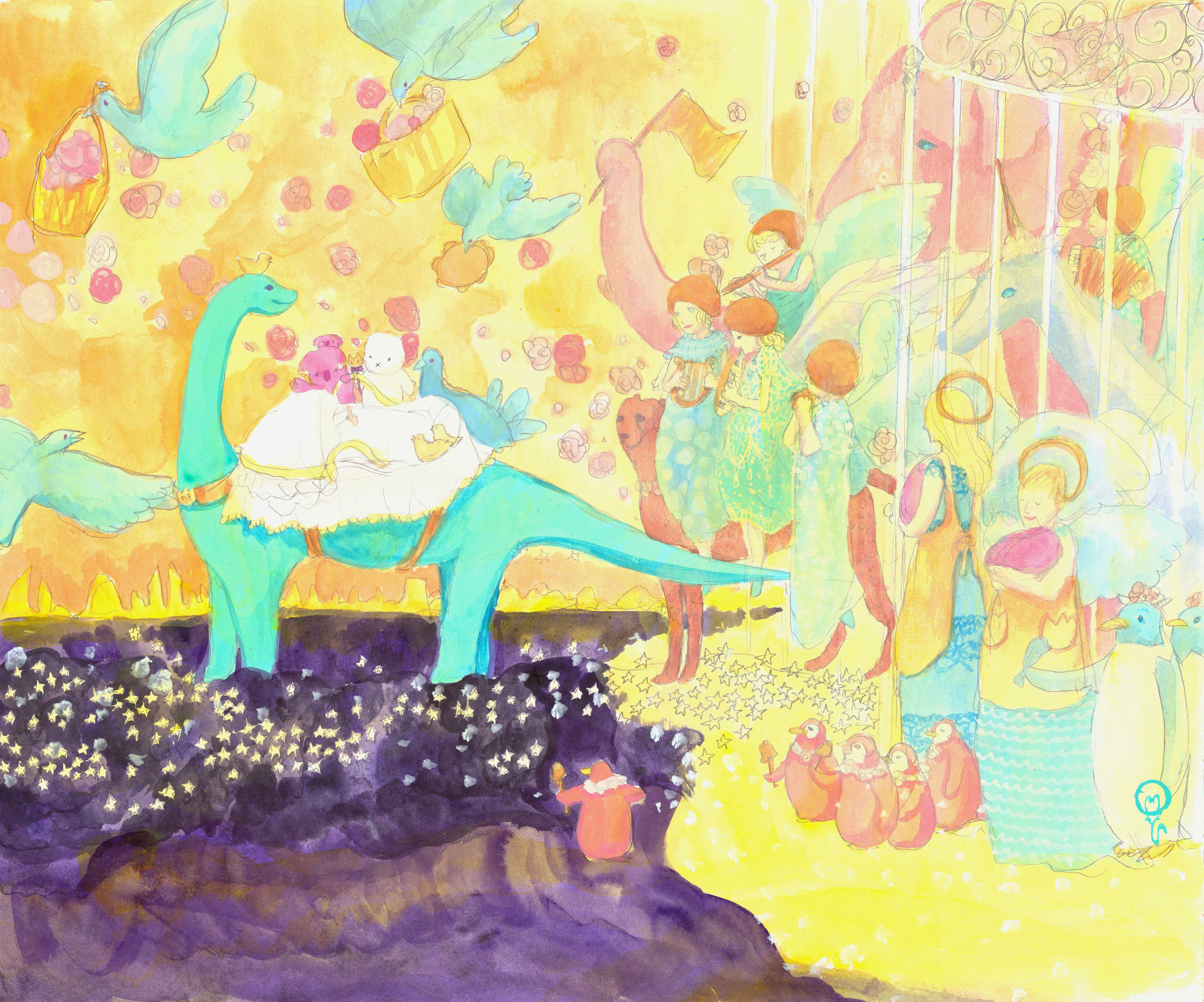 出発（F8号アクリル画）