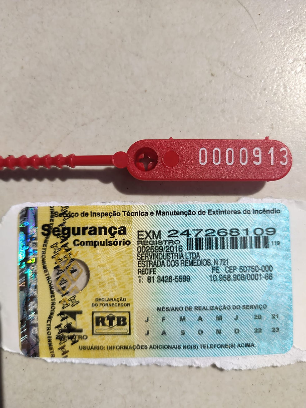 LACRE DE INVIOLABILIDADE E SELO DE GARANTIA