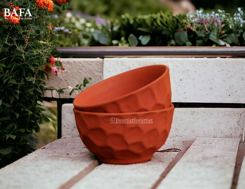 Terracotta clay katori - Handcrafted eco-friendly bowl made from premium terracotta clay. Adds rustic charm to any dining setting. Durable and sustainable choice for serving individual portions. Perfect for eco-conscious homes and hospitality use.