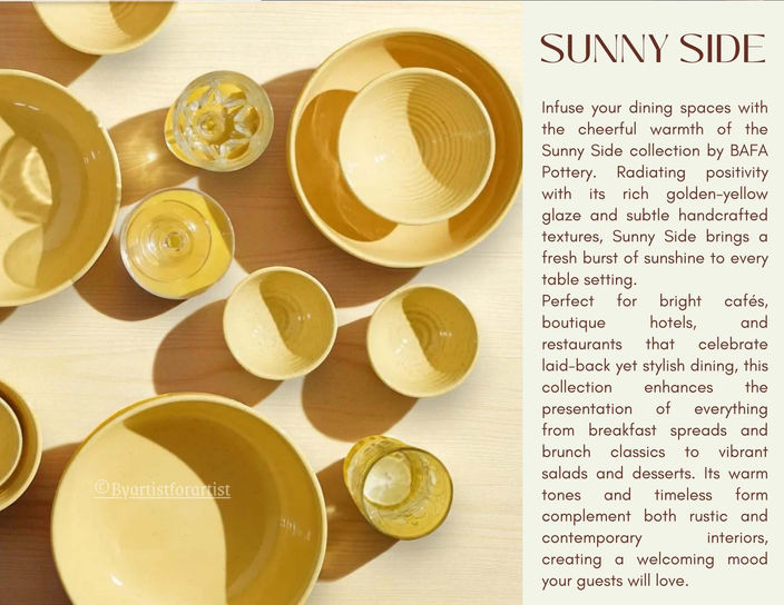 Sunny side - ceramic glaze finish for luxury hotels — BAFA Pottery