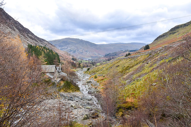 View from the front of the hostel, looking down the valley to Ullswater.