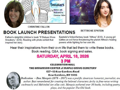 April 18th, 2026, Book Launch with Bettirose Epstein and Christine Fallon