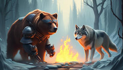 The mighty Bolshkar and Jynx, the alpha-male wolf.