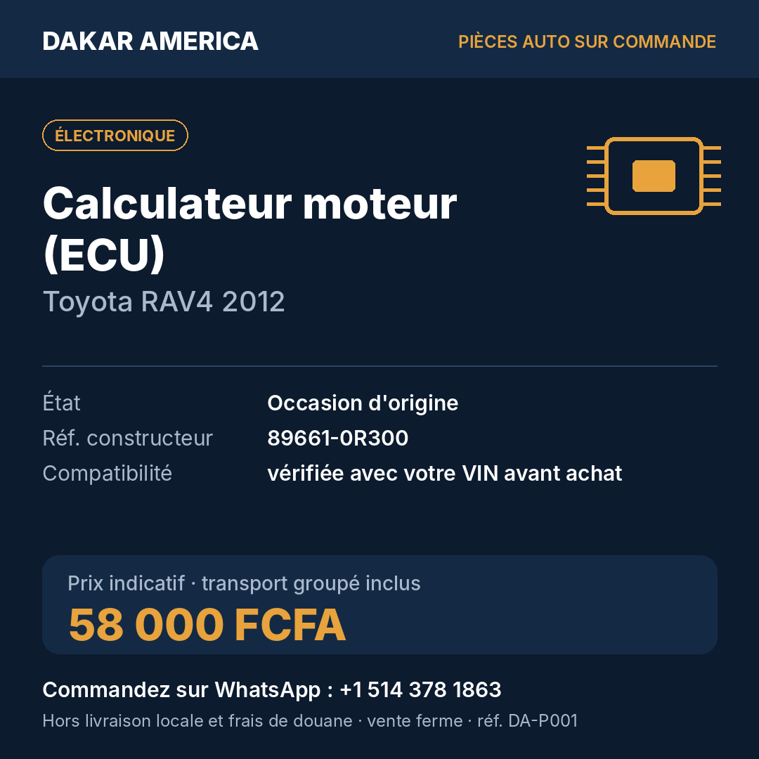 Calculateur moteur (ECU) – Toyota RAV4 2012 · 58 000 FCFA