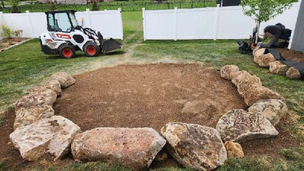 Before and after stamped and colored concrete