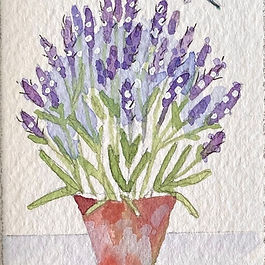 Original artwork featuring floral and whimsical themes, available in both small framed pieces and larger formats. Created using acrylic inks in a delicate, watercolor-style technique.