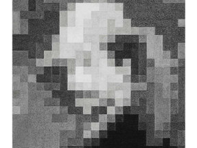 black and white pixelated man