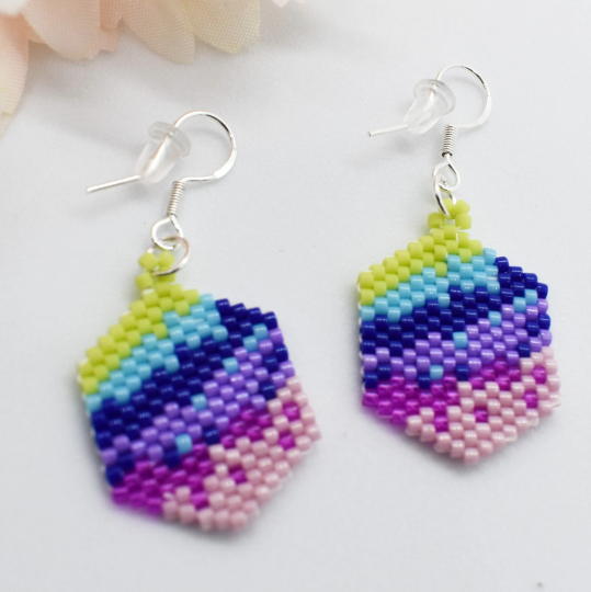 northern lights earrings made with Miyiki beads