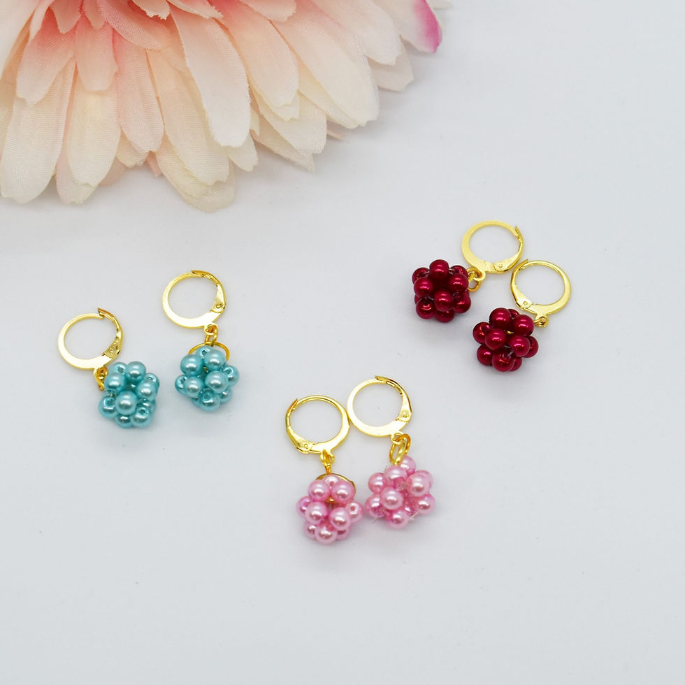 pearl cluster huggie earrings