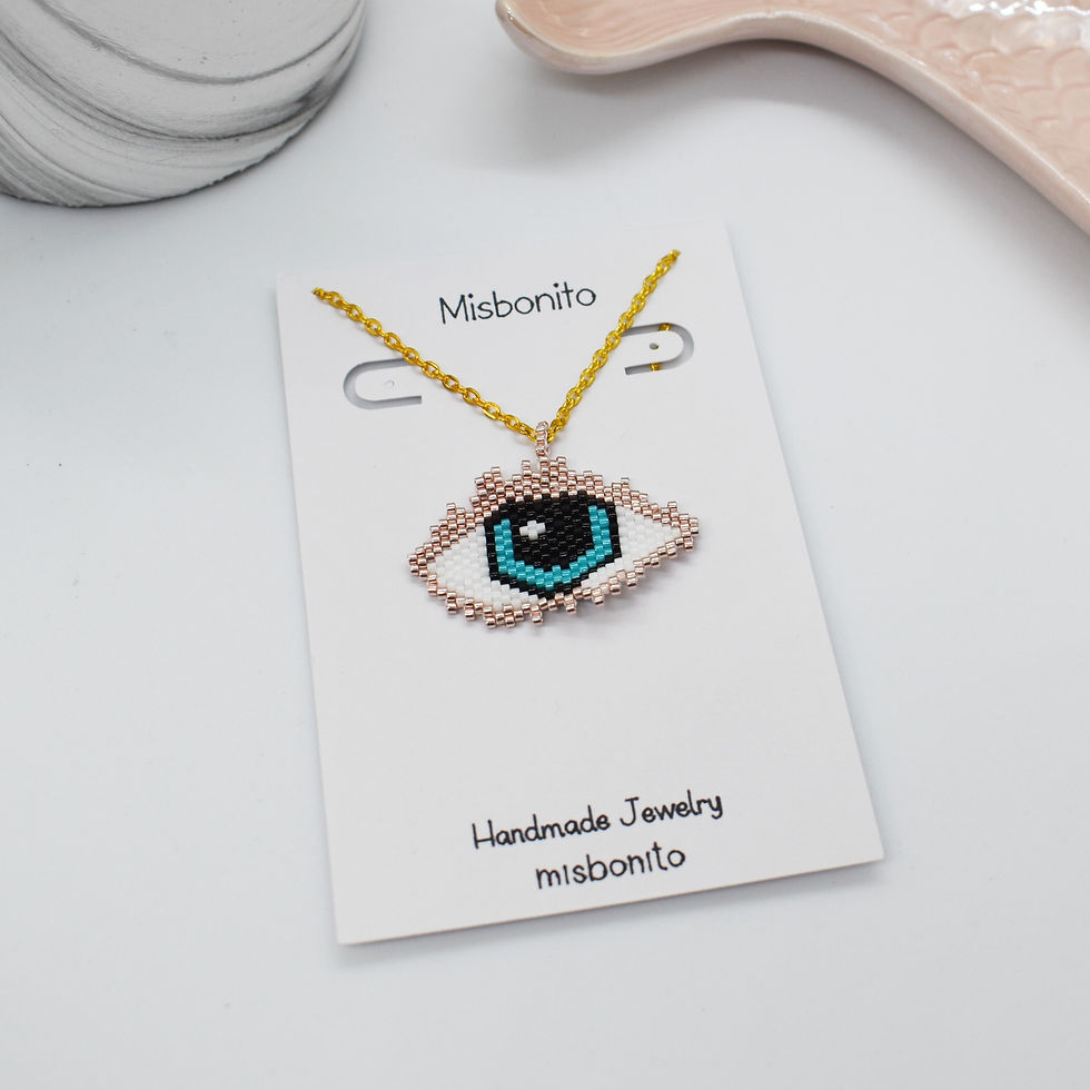 Thumbnail: evil eye necklace made with beads