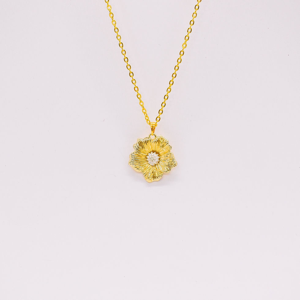 golden flower charm necklace