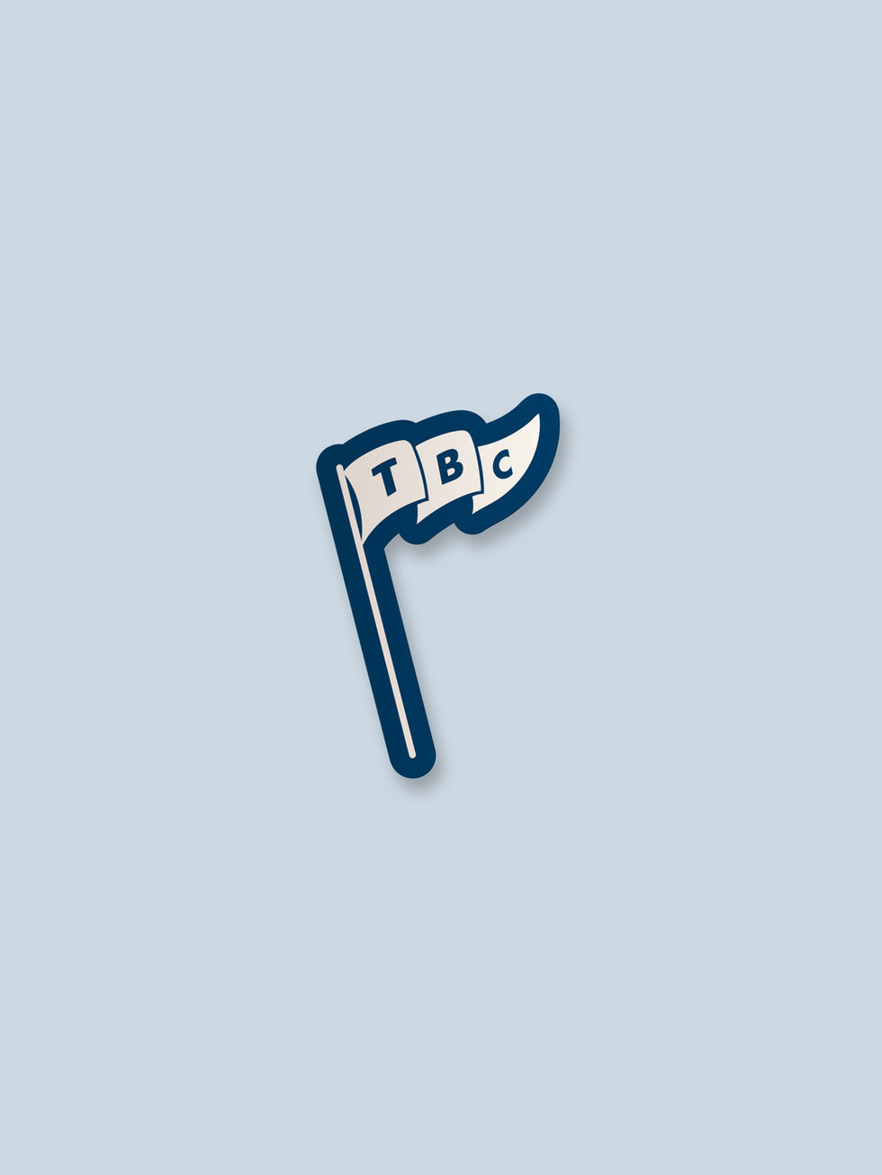 The Bald Collective Pictorial Flag & Pole Logo Sticker in white and dark blue