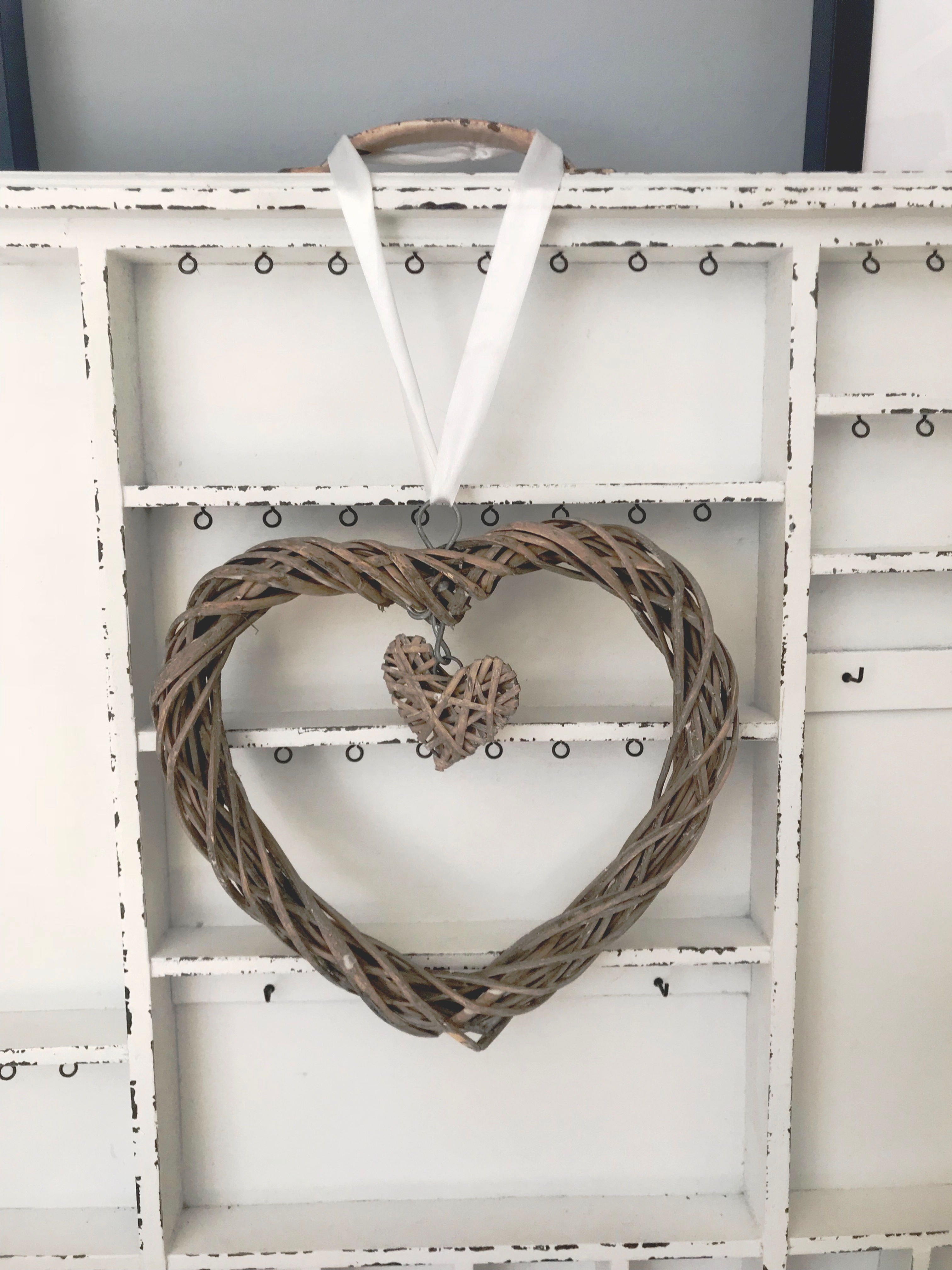 Double Hanging Wicker Heart 