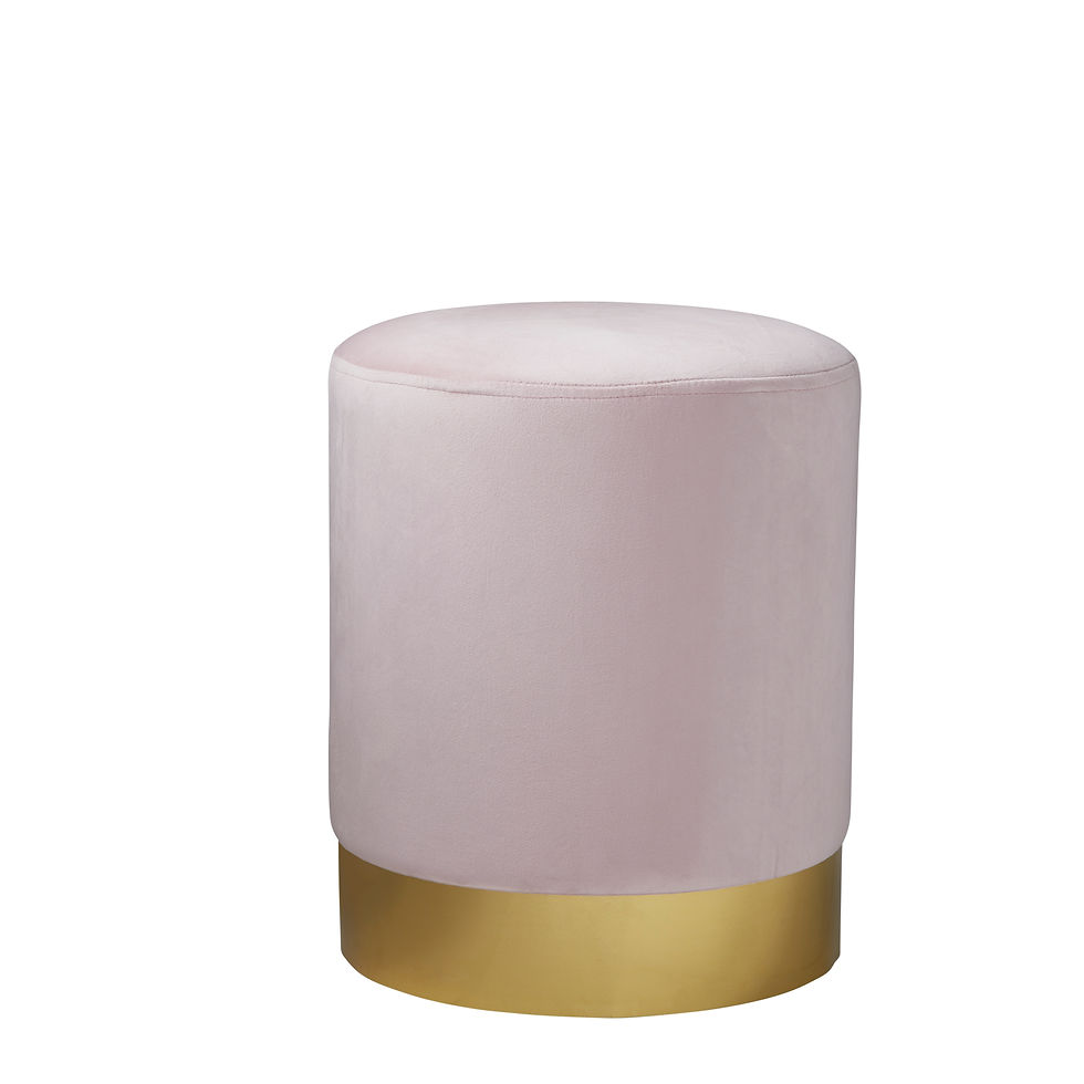 Thumbnail: Round Velvet Stool - Gold Finish