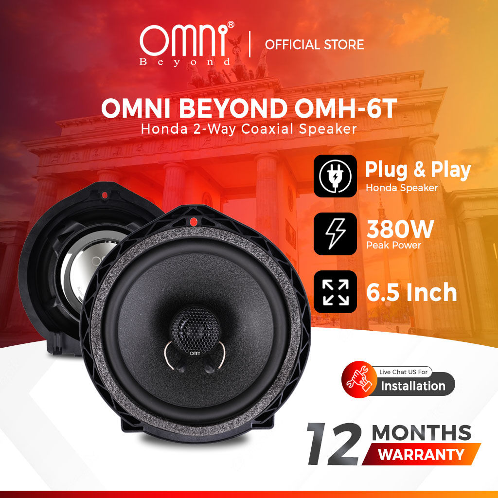 [OMNI BEYOND] OMH-6T HONDA OEM PNP 6.5" 2-Way Coaxial Speaker 380W Black Wrinkle