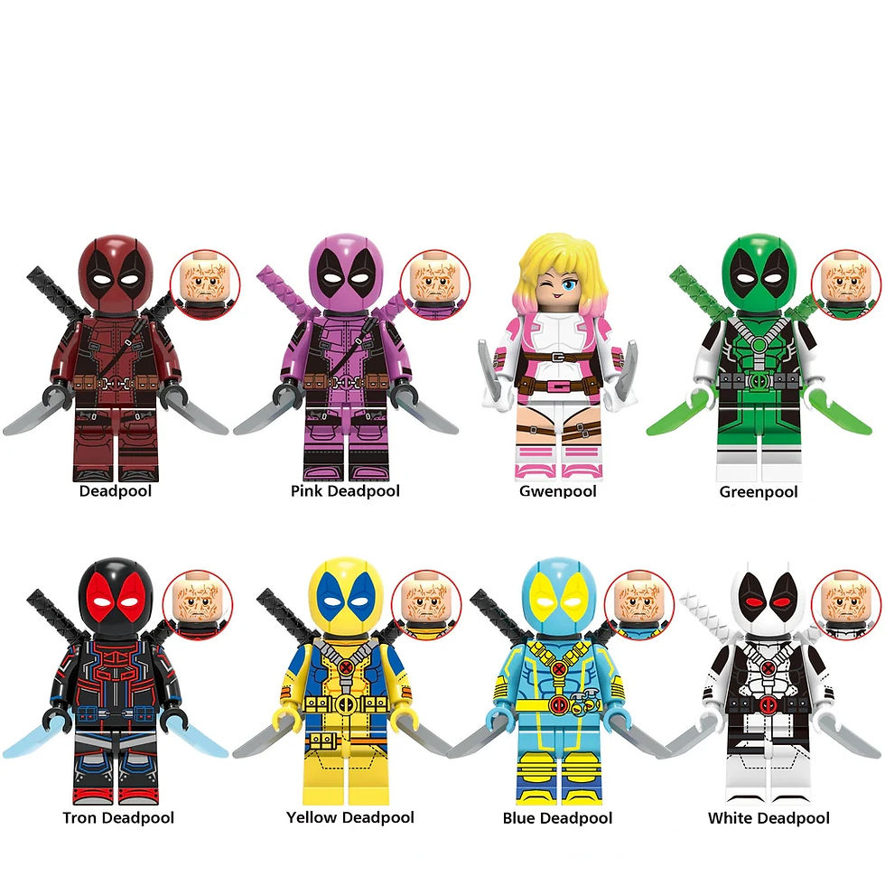 Deadpool set of 8 minifigures - Style 1
