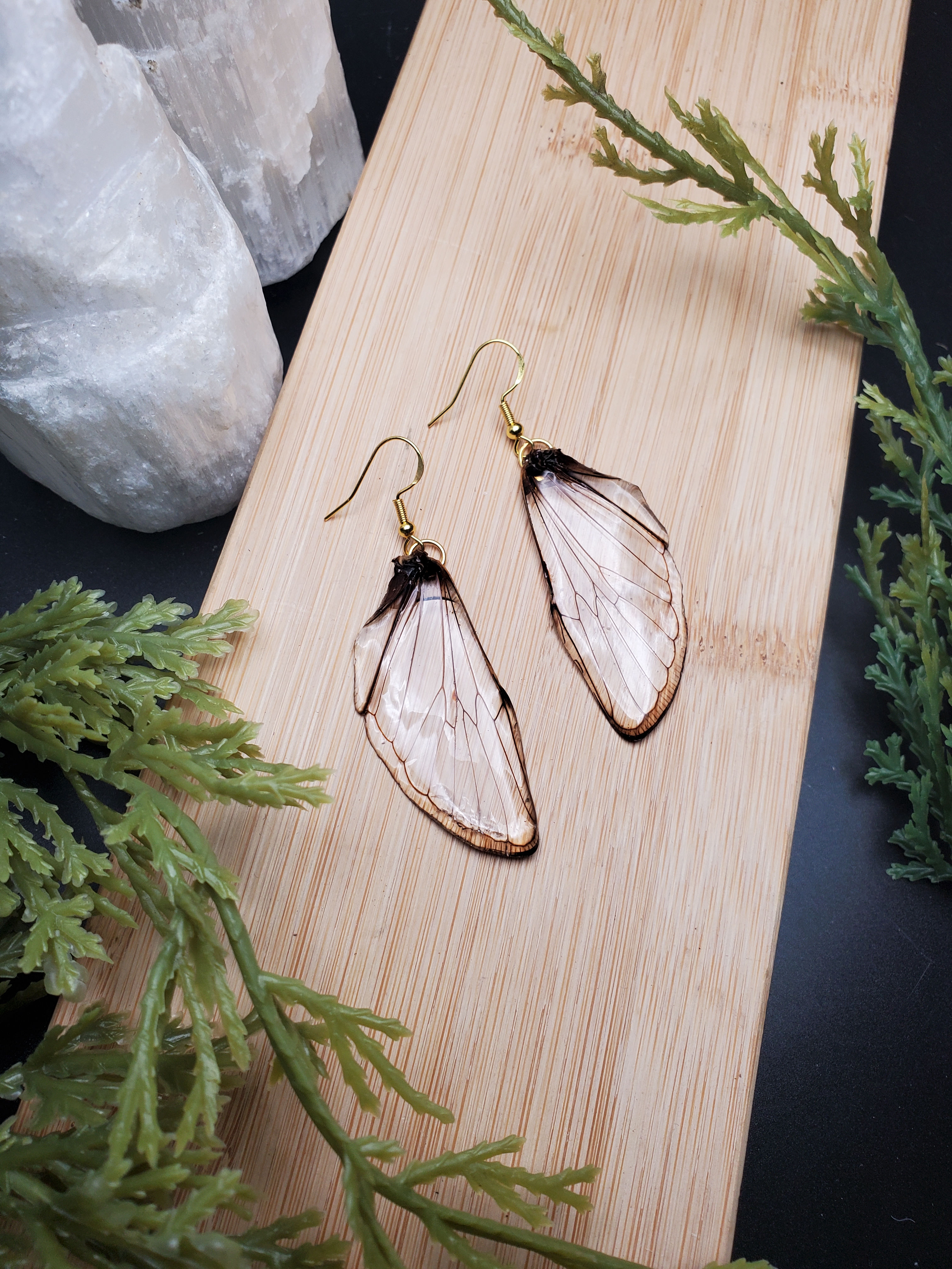Bottom Wing Empress Cicada Wing Earrings 