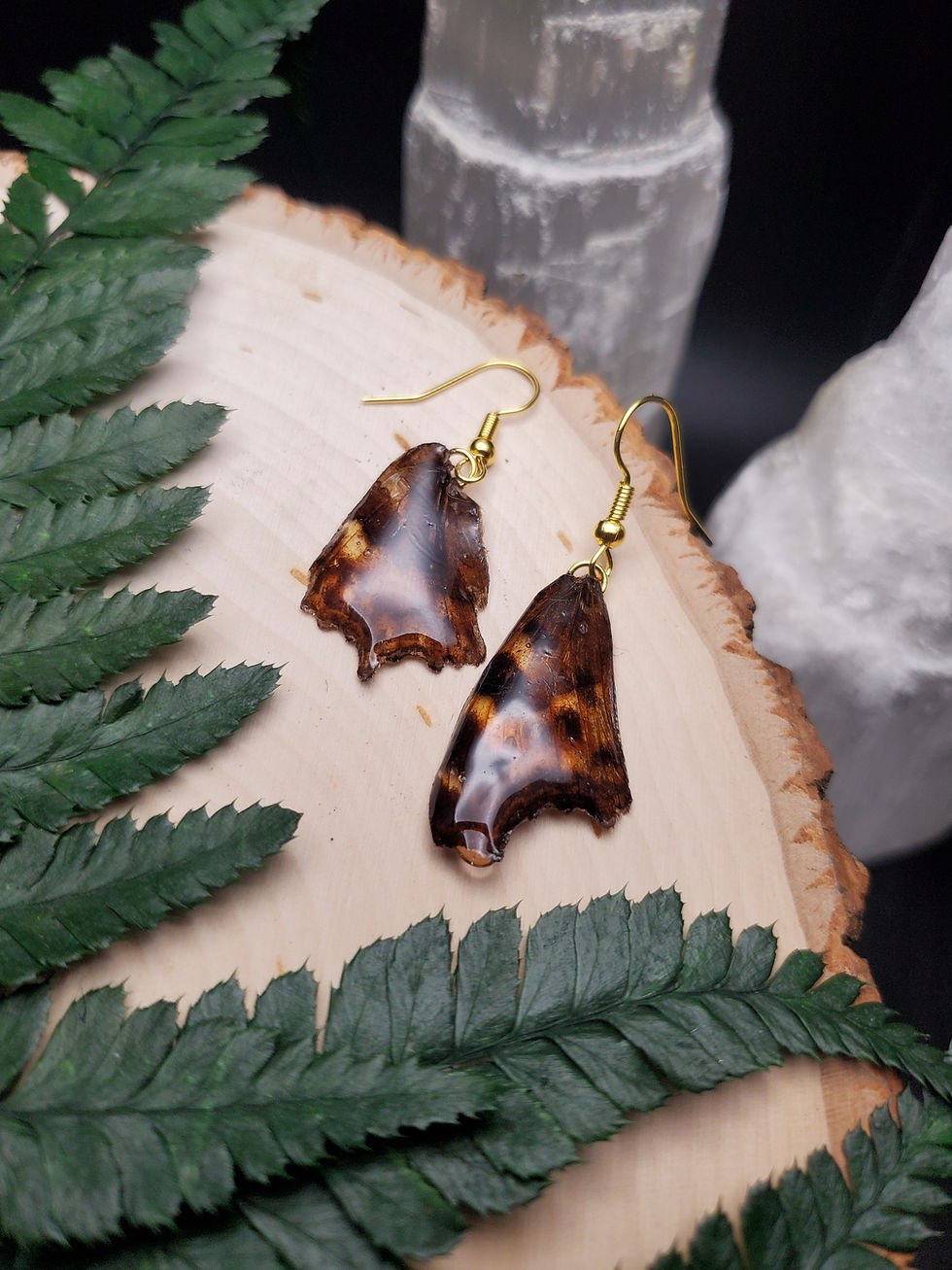 Thumbnail: Nettle-Tree Butterfly Wing Earrings