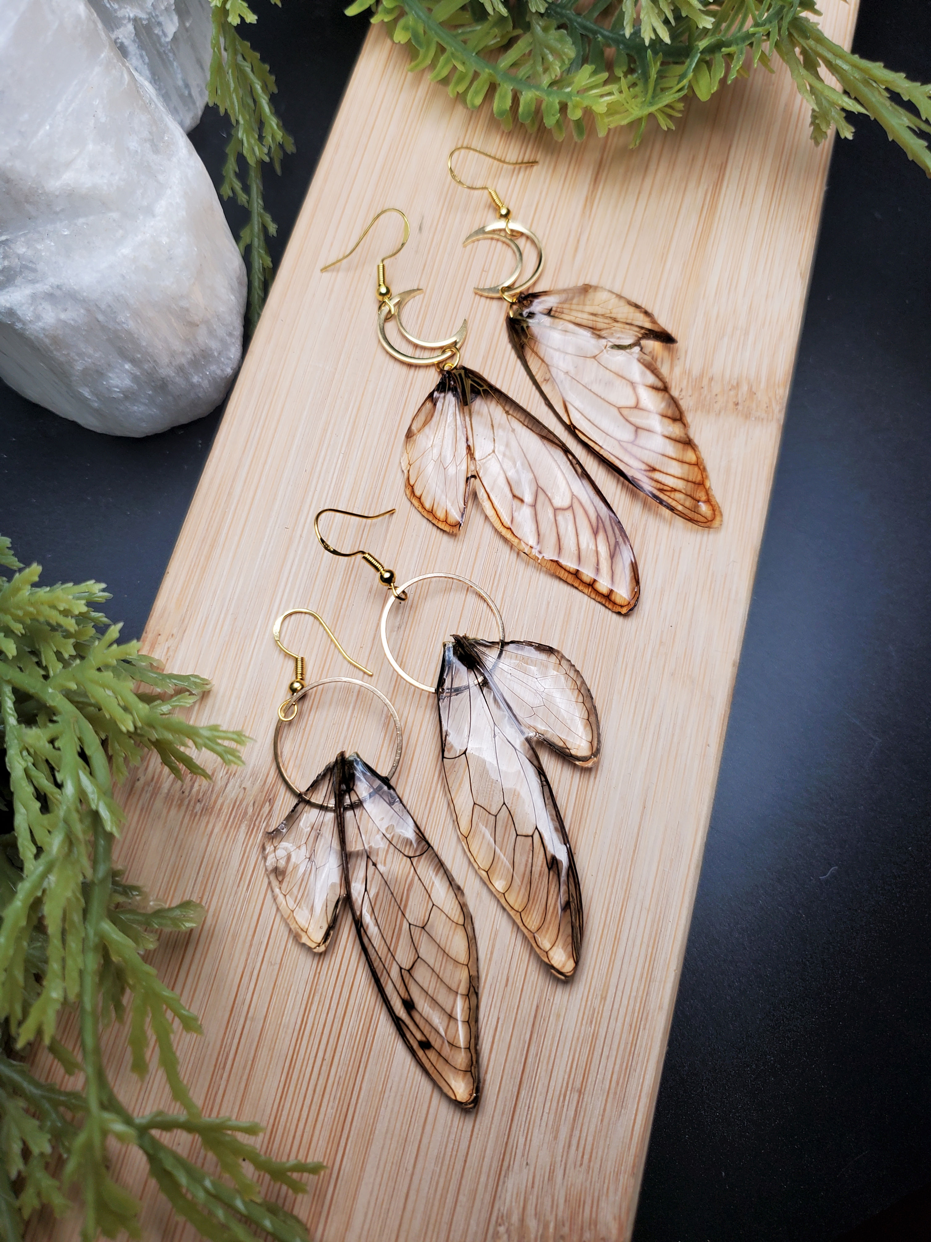 Double Cicada Wing Earrings