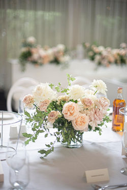 Apricot pink & cream flower arrangement