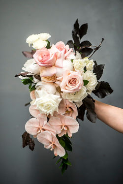 Modern cascade brides bouquet