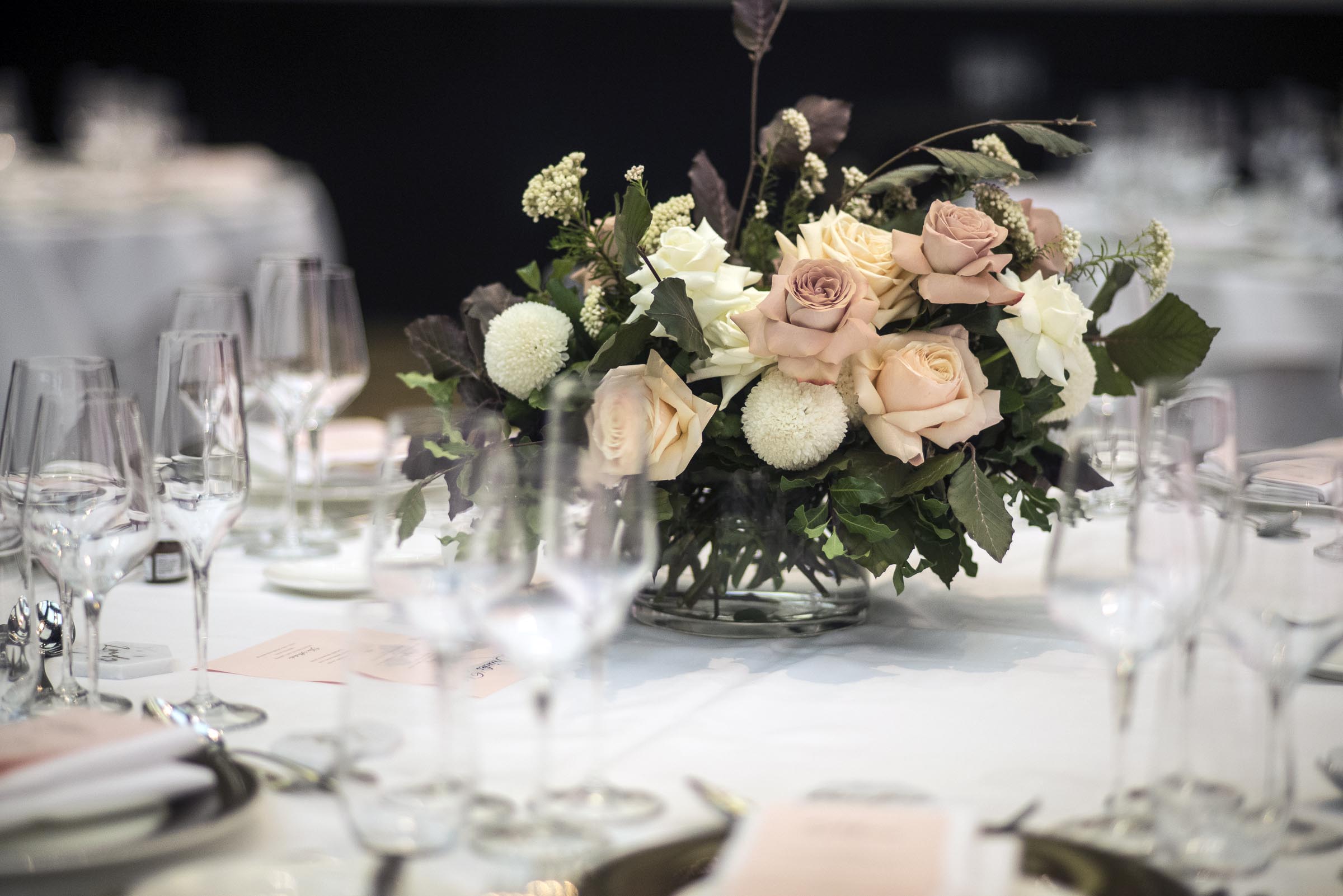 Lush Wedding Reception Room Fresh Flower Arrangements