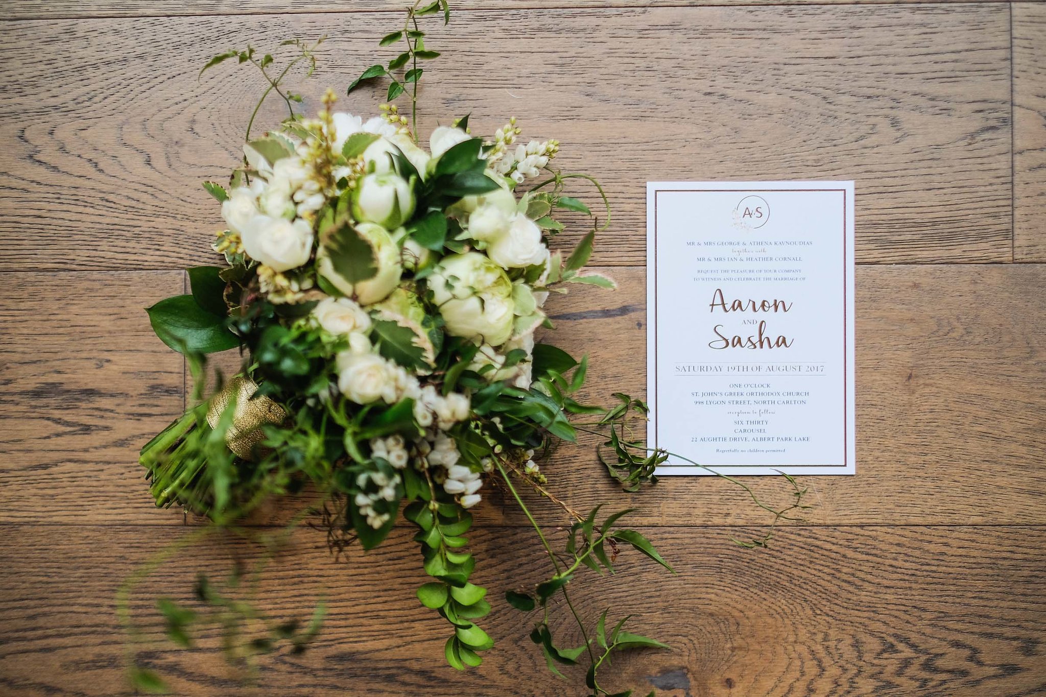 White & green wedding flowers