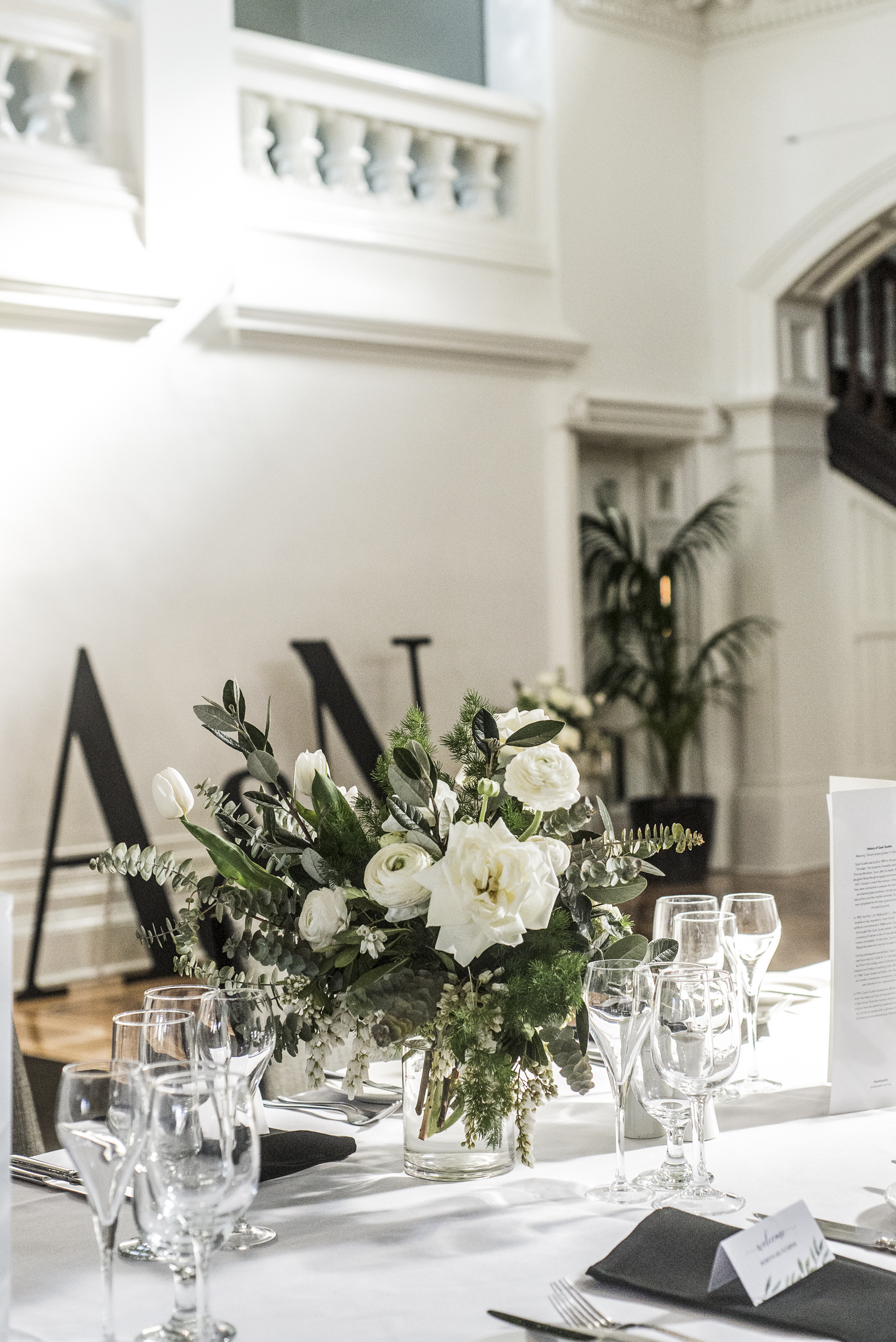 Lush Wedding Reception Room Fresh Flower Arrangements