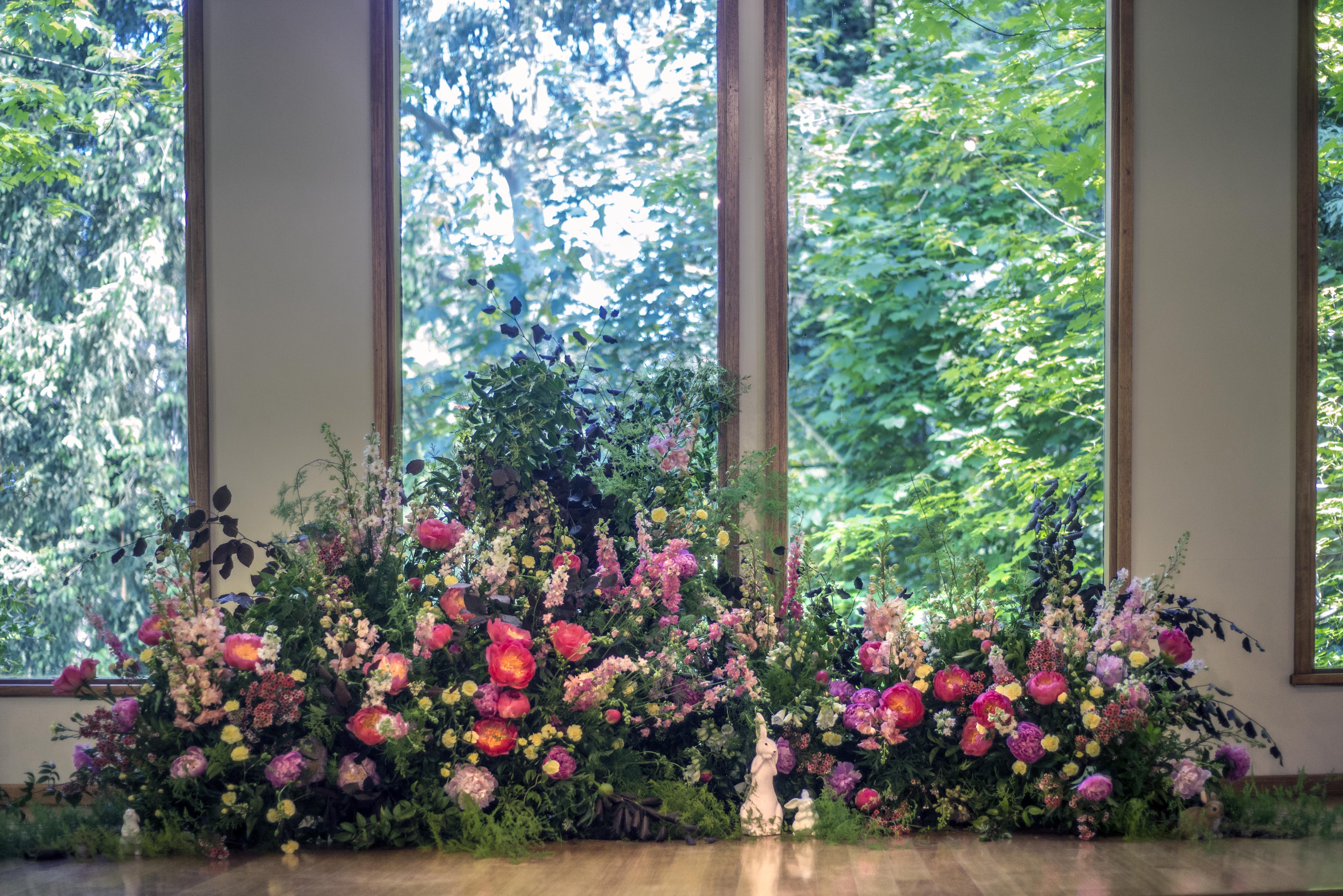 Whimsical garden ceremony backdrop