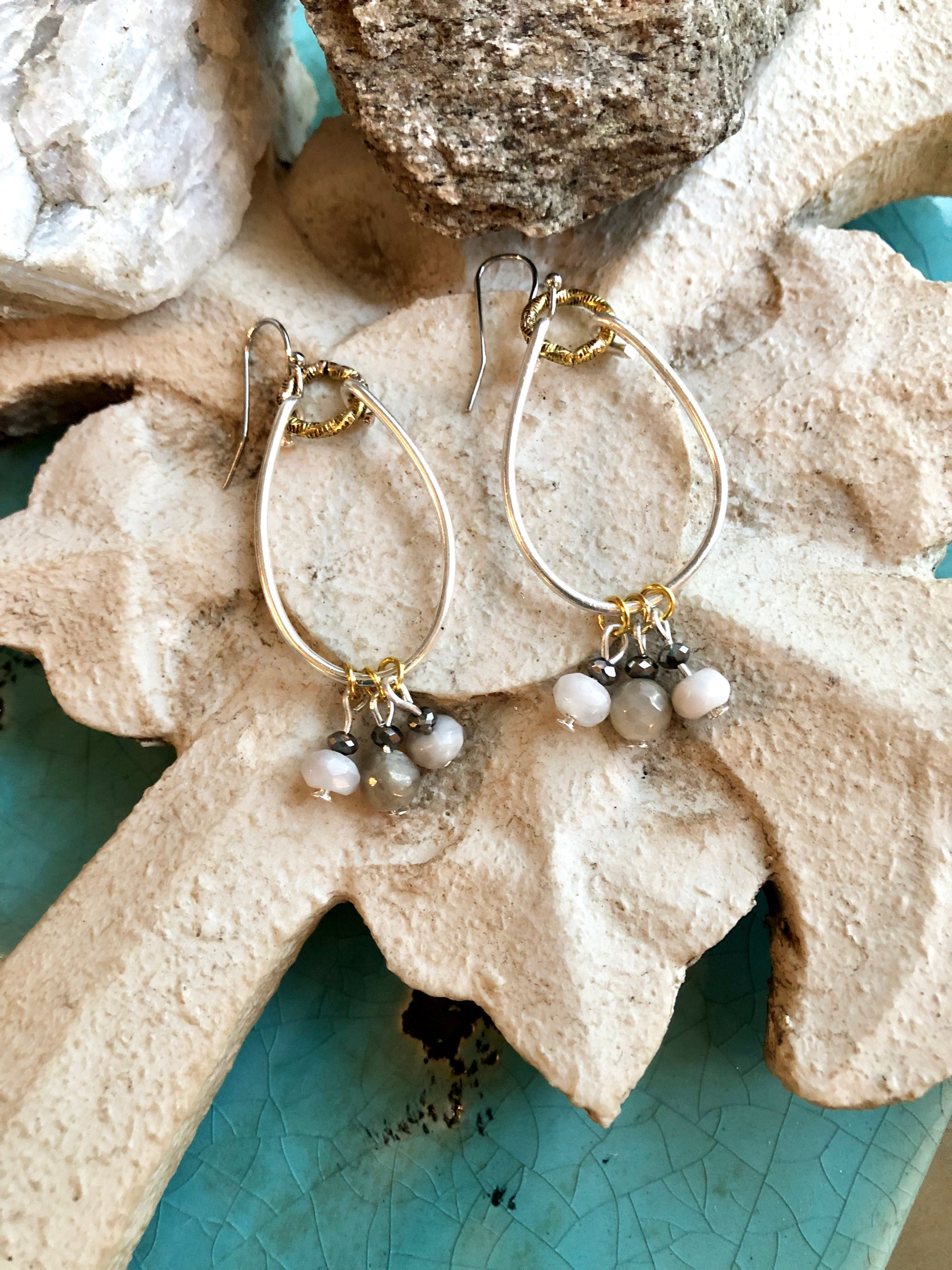 Fancy agate silver tear drops 