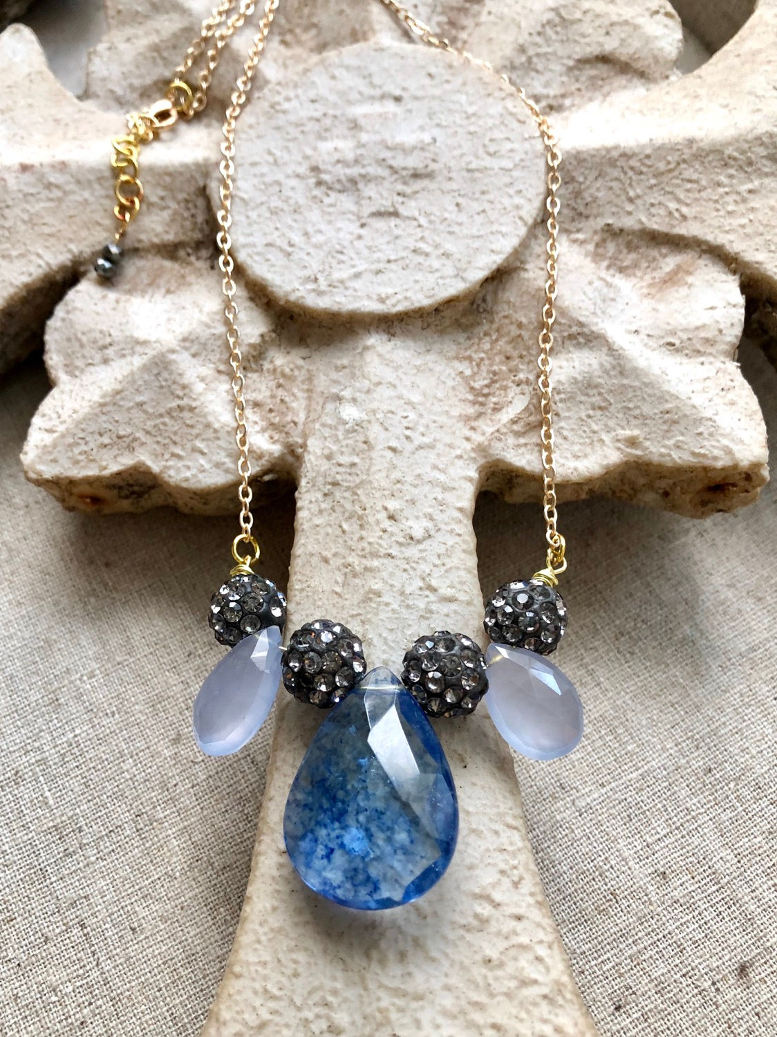 The Sofia Collection: Blue Quartz and glitter necklace