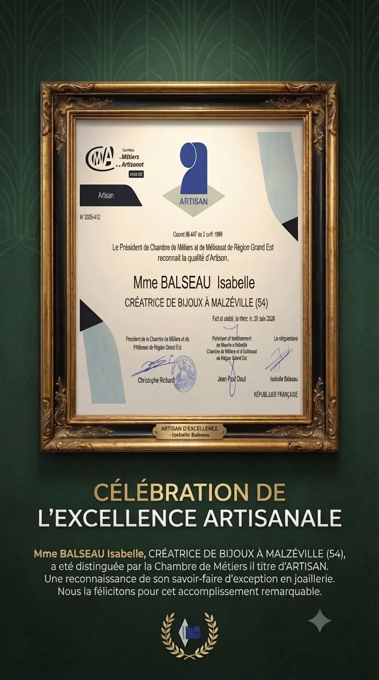 Certificat encadré de récompense artisanale