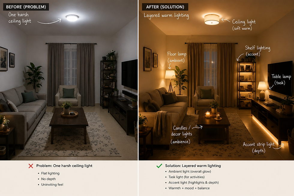 Sometimes changing the lighting completely changes how a room feels.