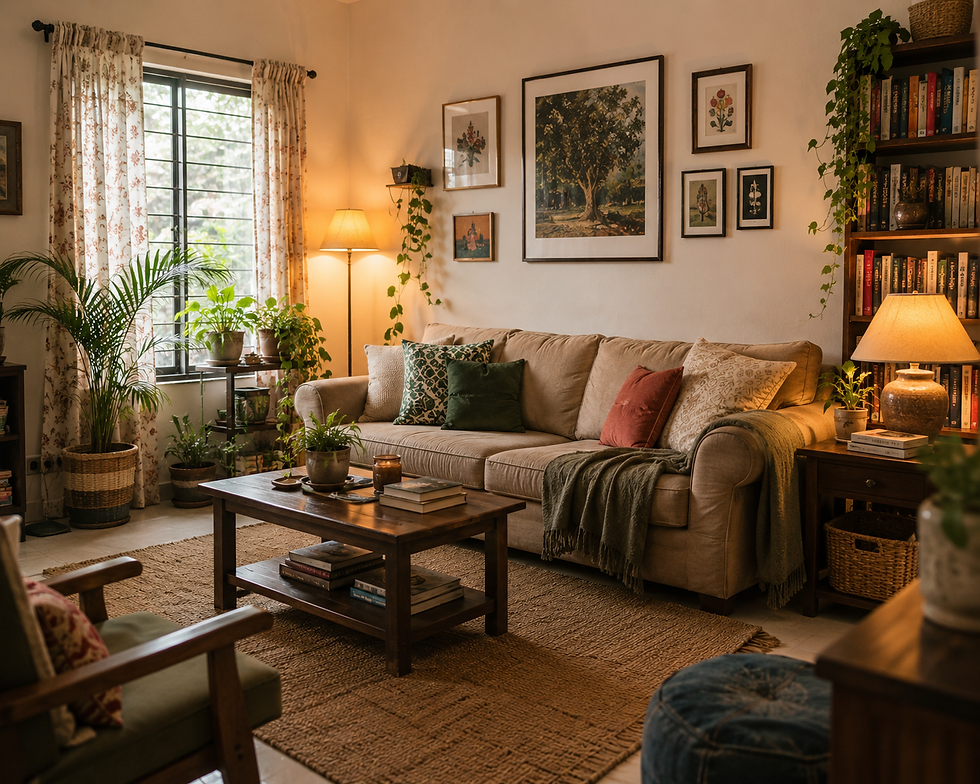 Comfortable living room compared with a highly styled social-media-inspired living room