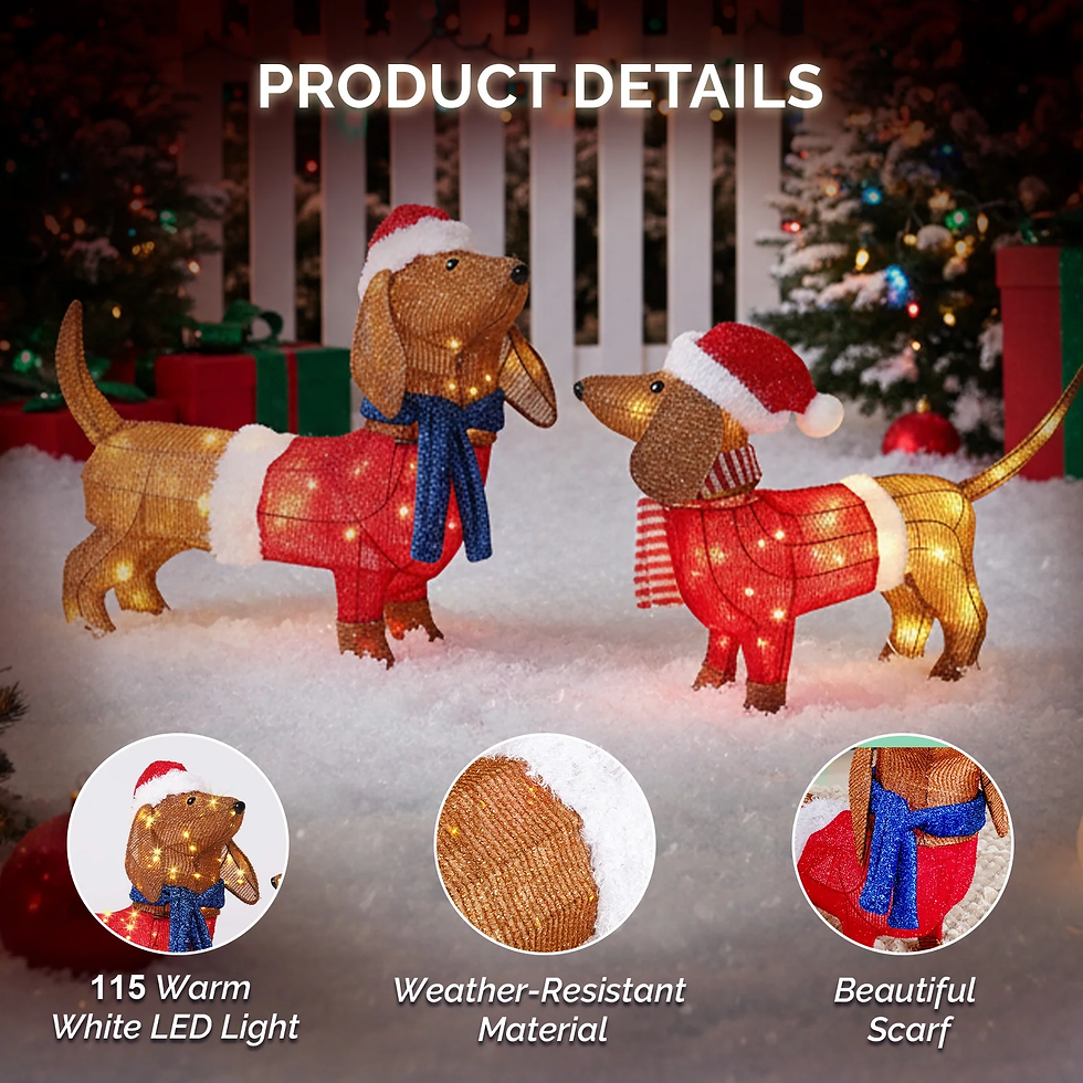 Thumbnail: 2-Piece Christmas Decor Lighted Wiener Dog, Pre-Lit Outdoor Indoor Christmas Dec