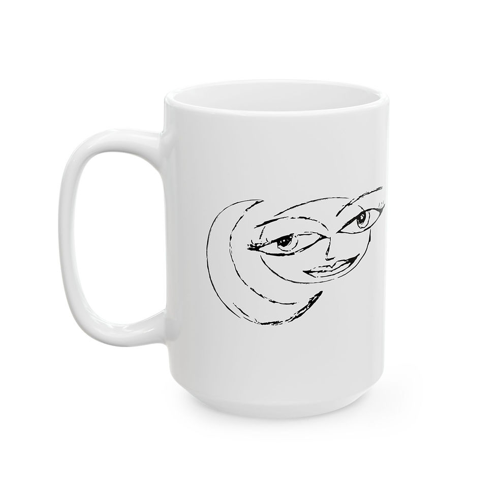 Thumbnail: Oh, How I Love the Moon Ceramic Mug — Celestial Blue Coffee Cup (11oz/15oz)