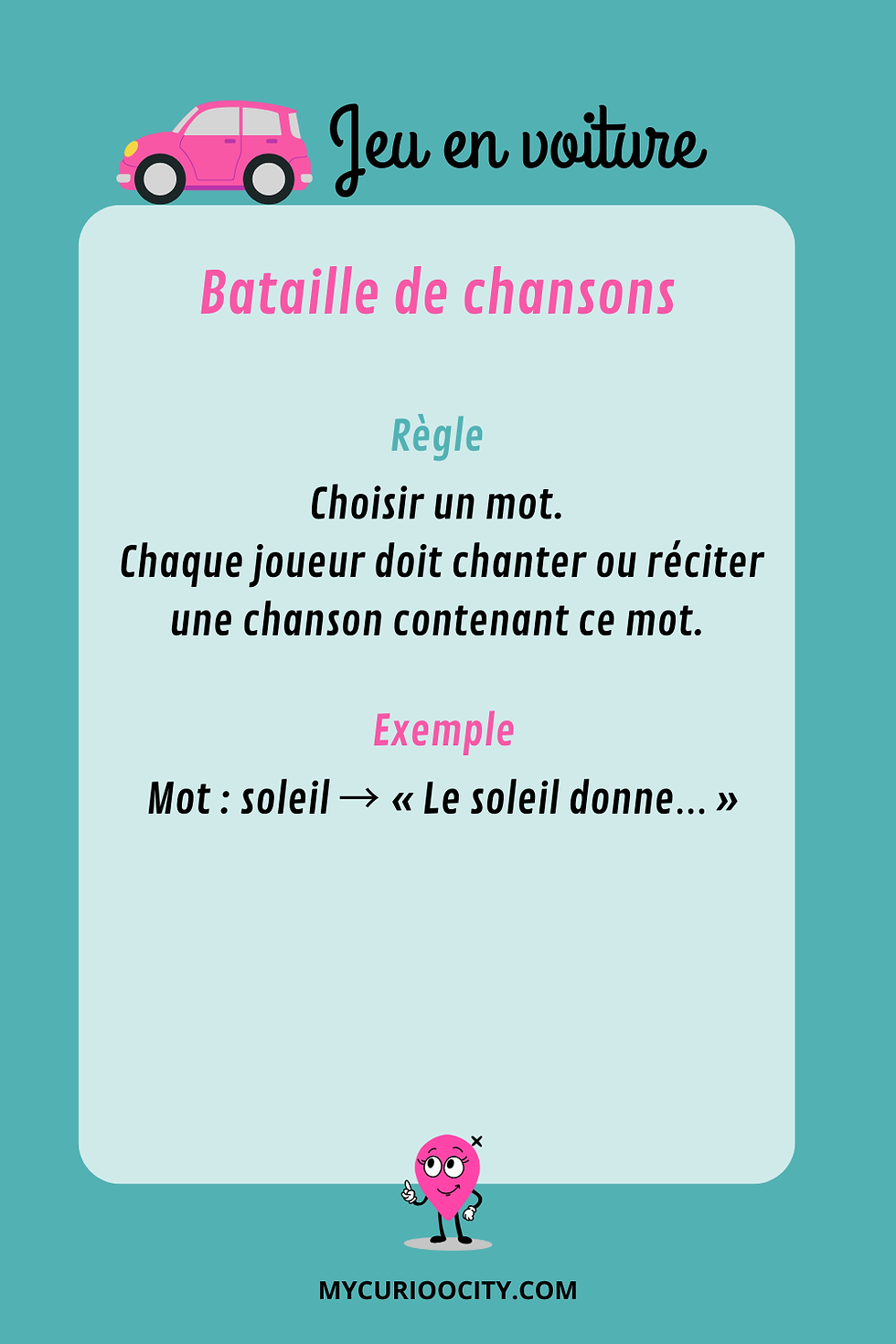jeu en voiture Bataille des chansons