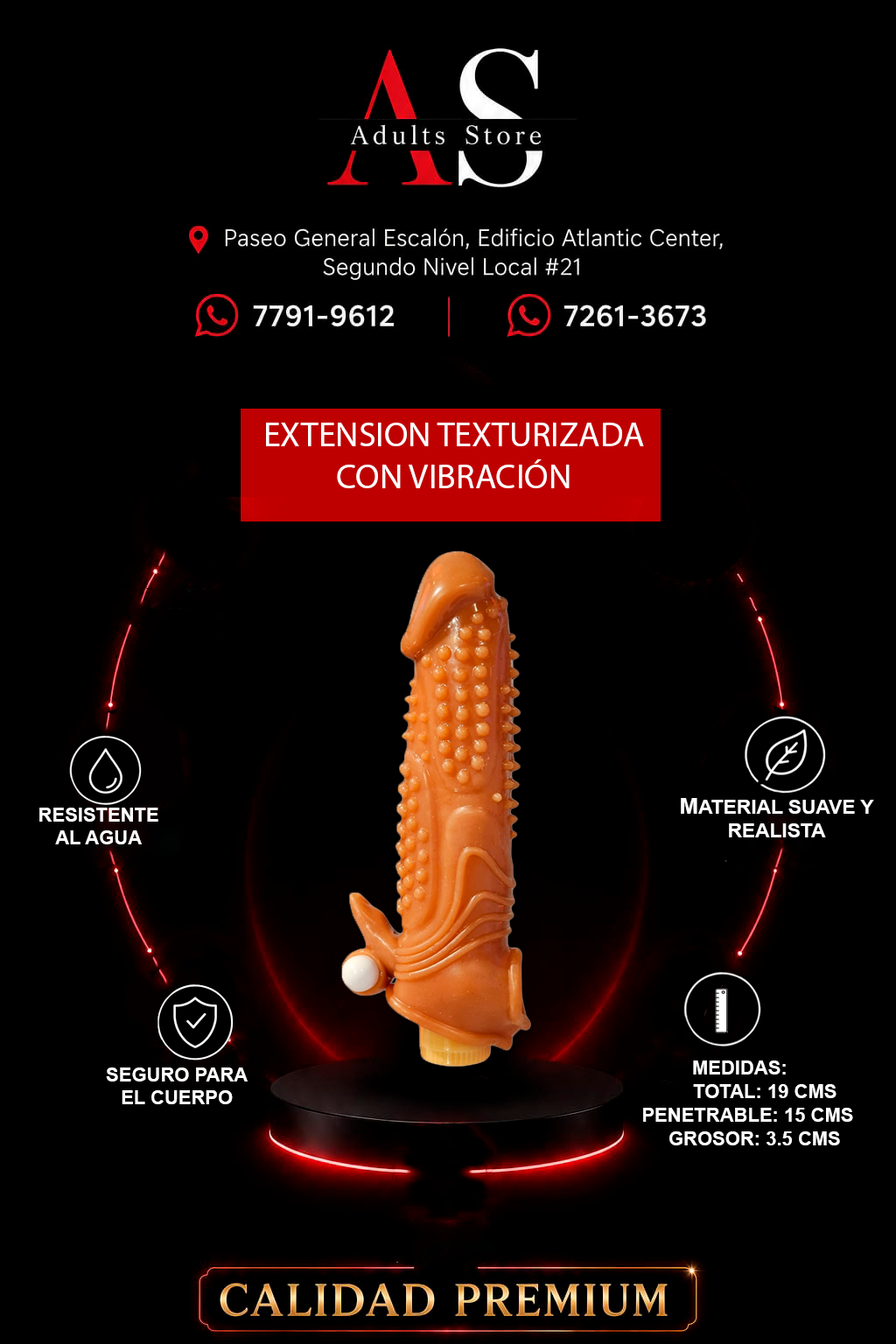 Funda Para Pene Texturizada Con Vibración