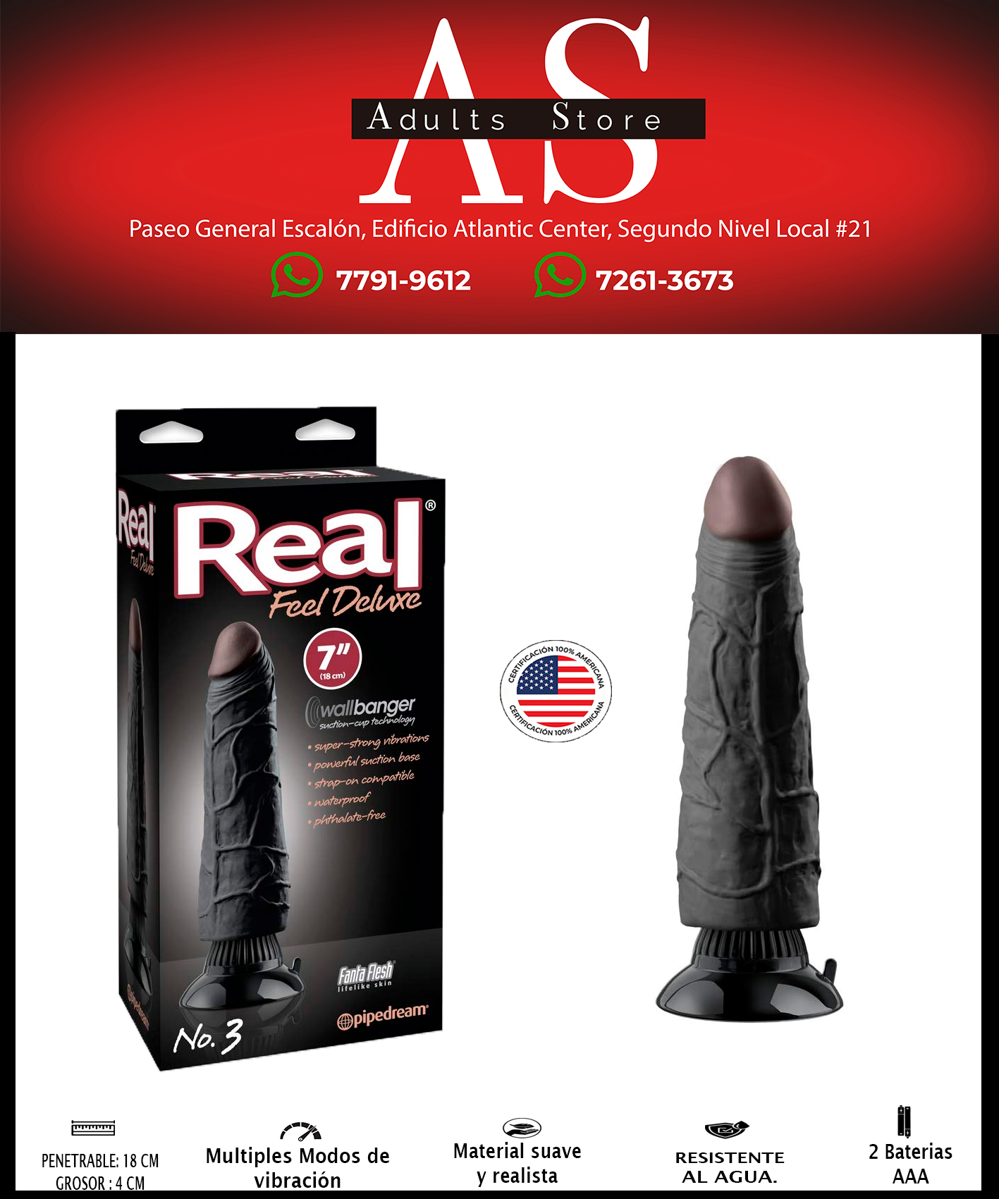 Dildo Vibrador Real Feel Deluxe 7"  N° 3 Black