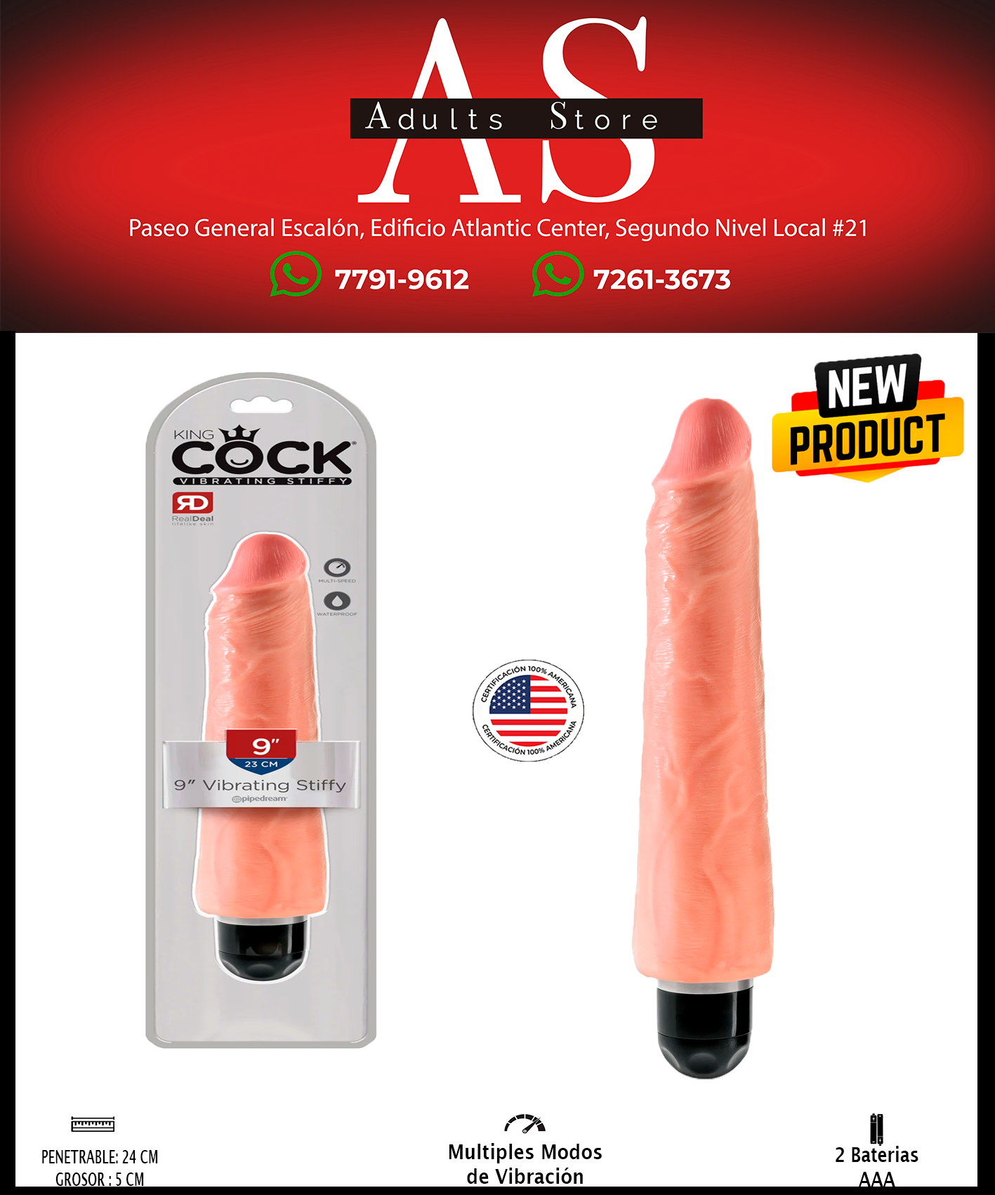 Dildo Vibrador King CocK Stiffy 9" Beige